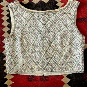Vintage beaded crop top. Ballet core. Old money. Luxury. Couture craft.